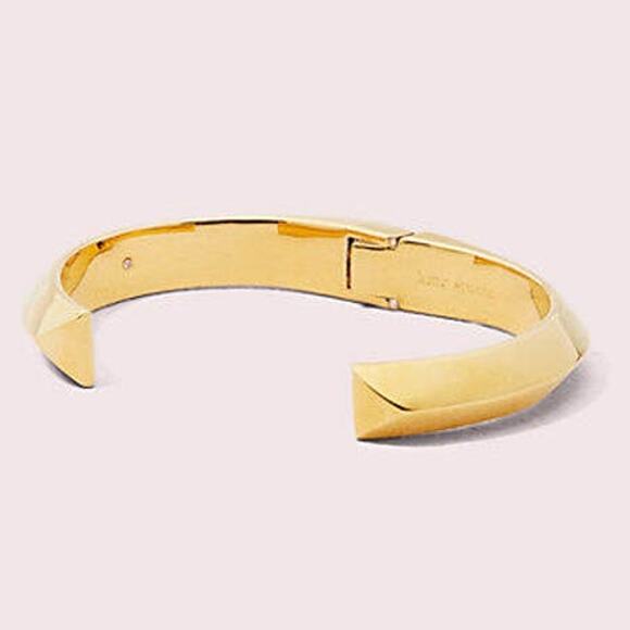 Kate Spade New York Raise The Bar Shiny Cuff Hinged Gold Tone Bracelet with Box - Picture 3 of 9